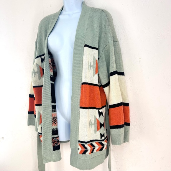 Wrangler Retro Aztec Print Southwestern Belted Open Cardigan Size L - Picture 6 of 10
